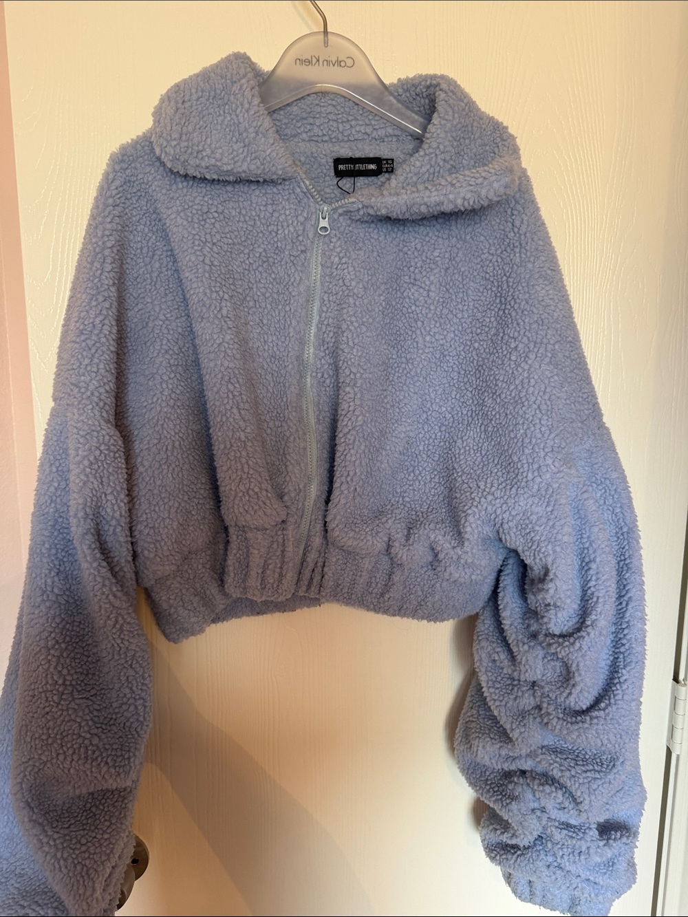 PrettyLittleThing Dusty Lavender Teddy Zip-Up Jacket